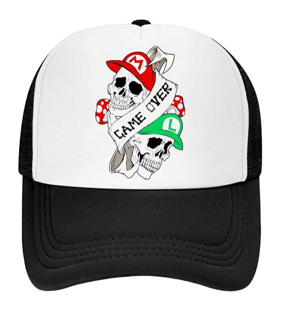 Super Mario Hat Game Over Skull Hat Baseball Hat Trucker Hat Mario Luigi Skull