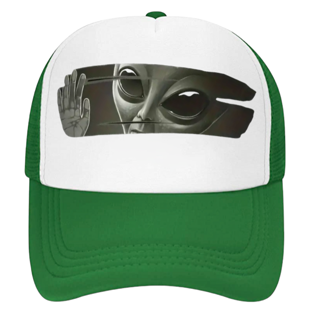 Funny Hat Alien Hat Adjustable Snapback Trucker Hat Scary Alien Peeping at Human