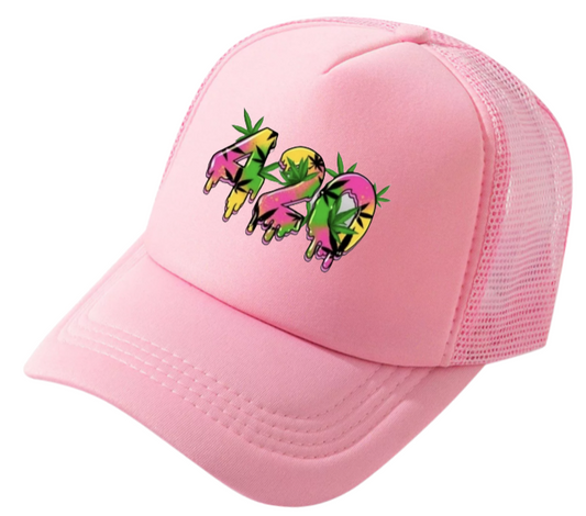 420 Hat Adjustable Snapback Trucker Hat Marijuana Relaxation Outdoors Smoking