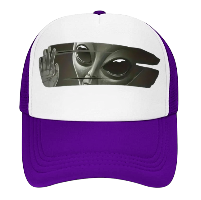 Funny Hat Alien Hat Adjustable Snapback Trucker Hat Scary Alien Peeping at Human