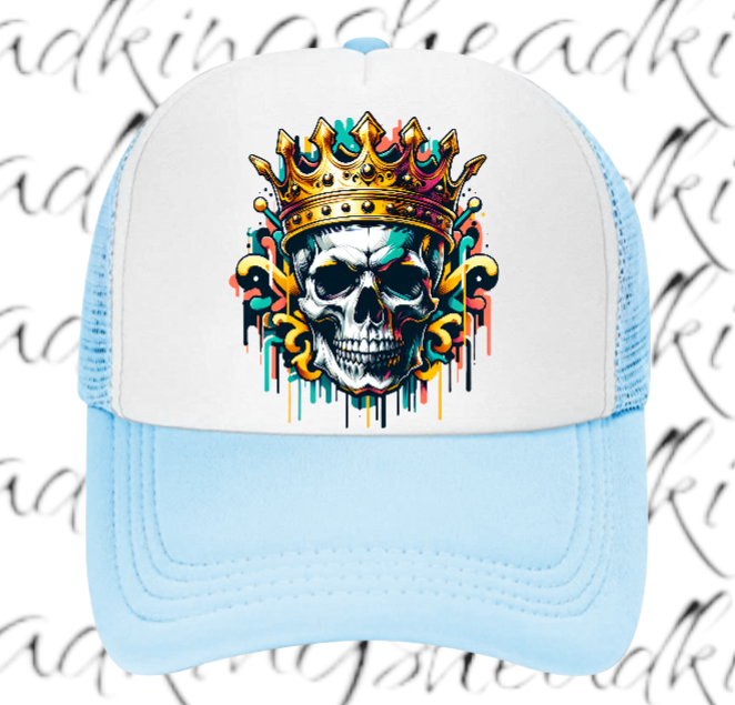 King Hat Adjustable Snapback Trucker Hat Skull Wearing Crown Hat Kingdom Hat