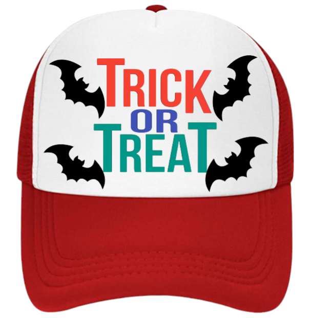 Trick Or Treat Halloween Hat Adjustable Snapback Trucker Hat 4 Bats Halloween