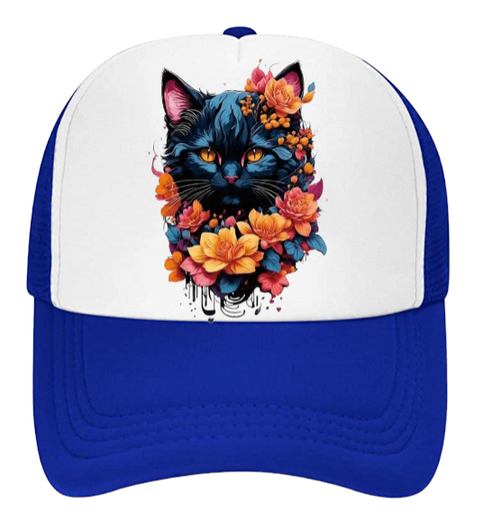 Cat Hat Adjustable Snapback Trucker Hat Floral Black Cat Animal Lovers Gift