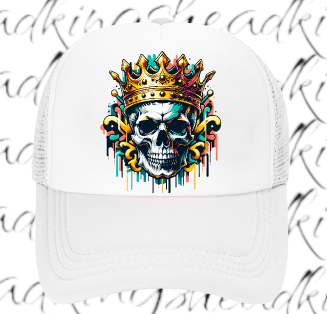 King Hat Adjustable Snapback Trucker Hat Skull Wearing Crown Hat Kingdom Hat