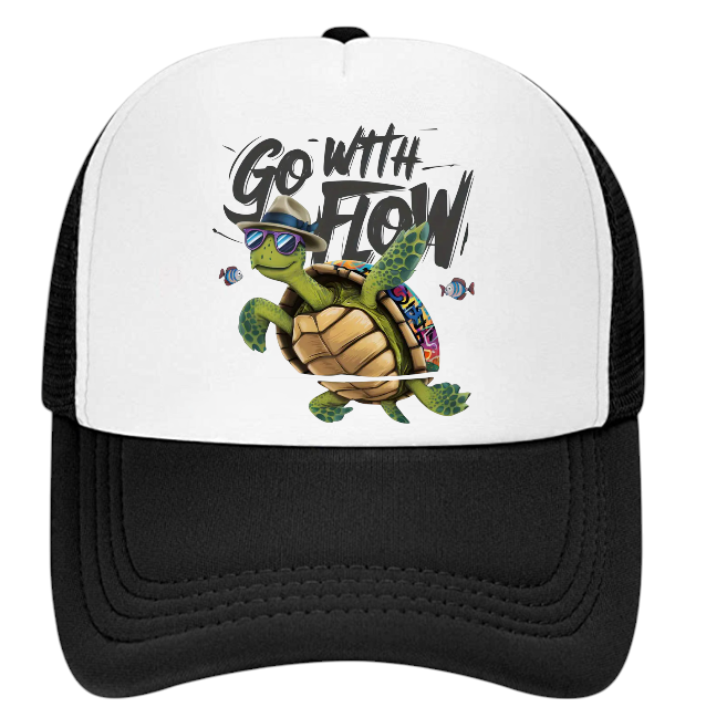 Turtle Hat Adjustable Snapback Trucker Hat Go With The Flow Sea World Gift Hat