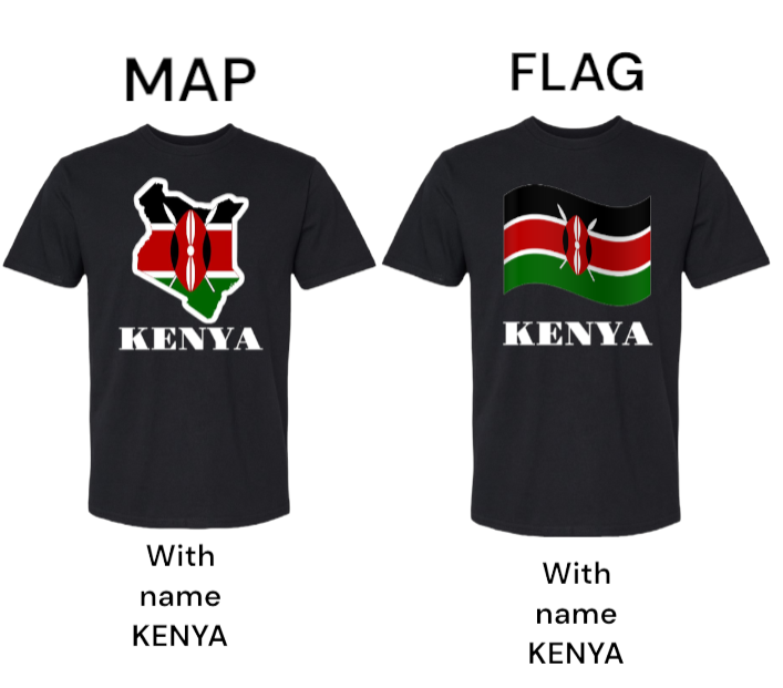 Map of Kenya T-shirt Kenyan Flag T-shirt Madaraka Day Celebrations Wear Kenya