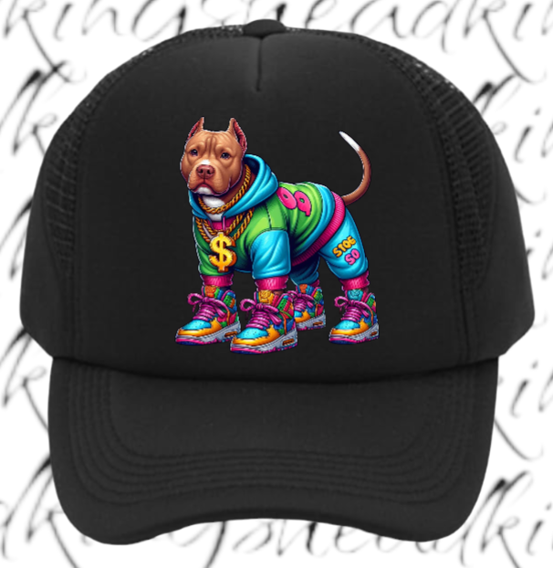 Dog Hat Adjustable Snapback Trucker Hat Gangster Dog Sneakers Dog Bulldog