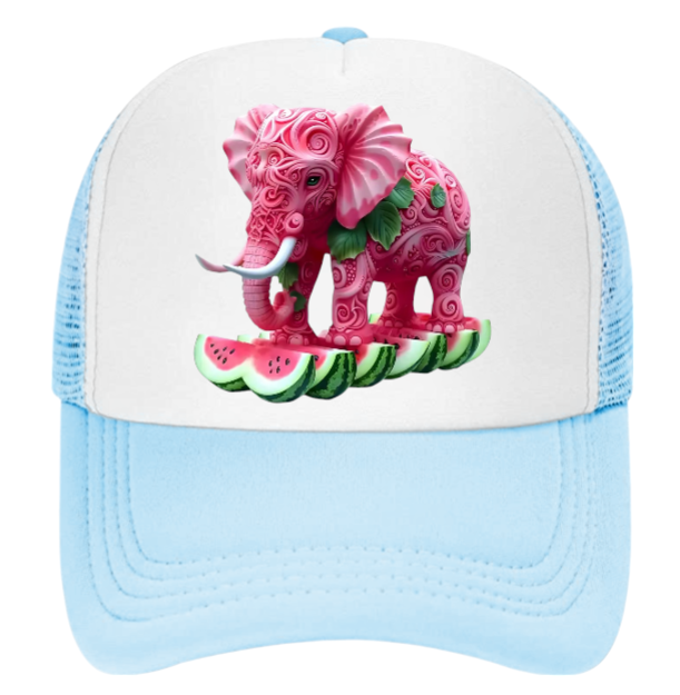 Watermelon Elephant Adjustable Snapback Trucker Hat Summer Hat Watermelons Hat