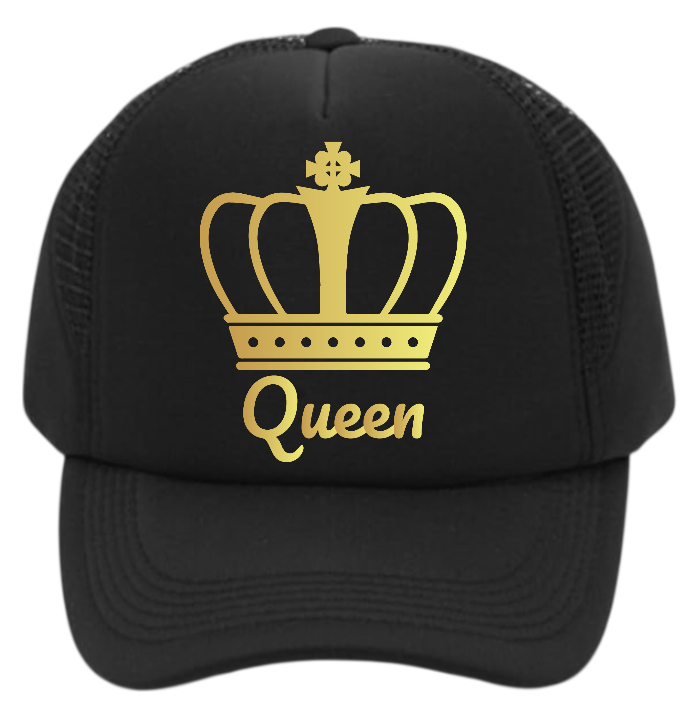 King Hat Queen Hat Adjustable Trucker Hat Couples Hat Crown Wedding Gift Love
