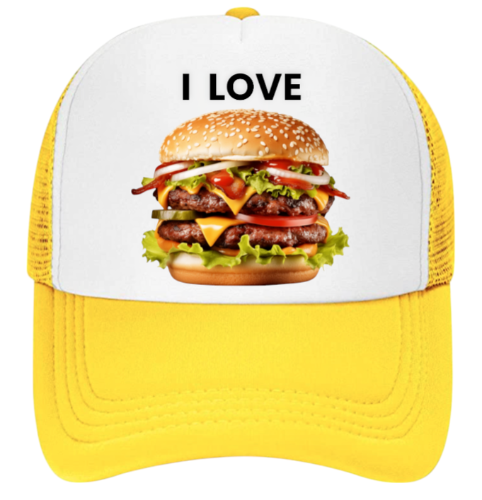 I love Burgers Hat Adjustable Snapback Trucker Hat Burgers Hat Coca-Cola Burger