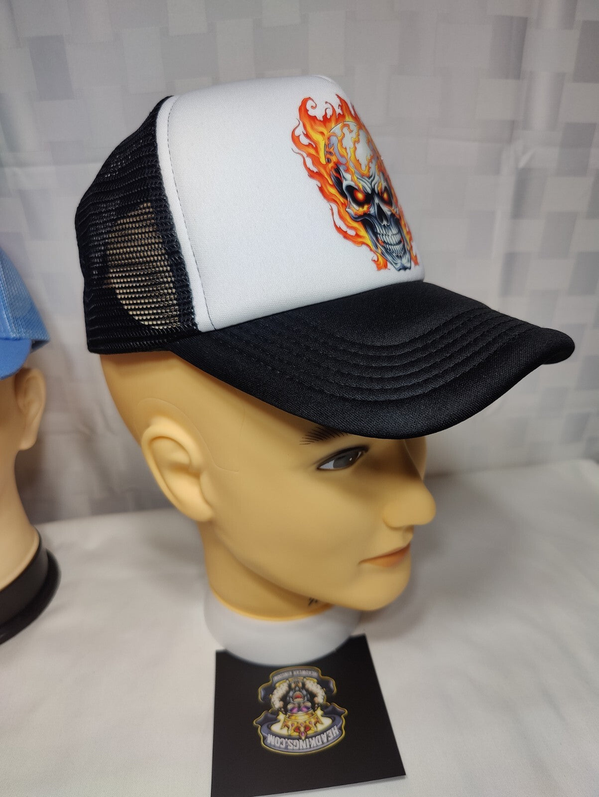 Flaming Skull Hat Adjustable Snapback Trucker Hat Burning Skull Hat Hardcore Hat