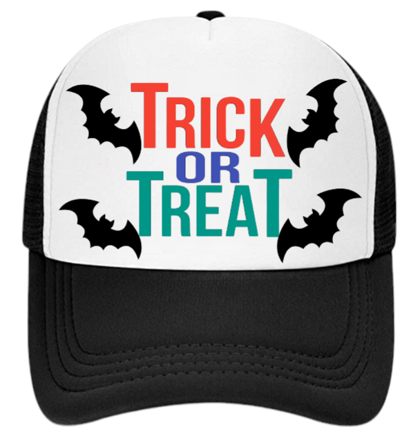 Trick Or Treat Halloween Hat Adjustable Snapback Trucker Hat 4 Bats Halloween