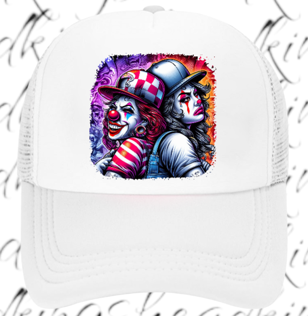 Funny Hat Laugh Now Cry Later Adjustable Snapback Trucker Hat Colorful Clown Hat