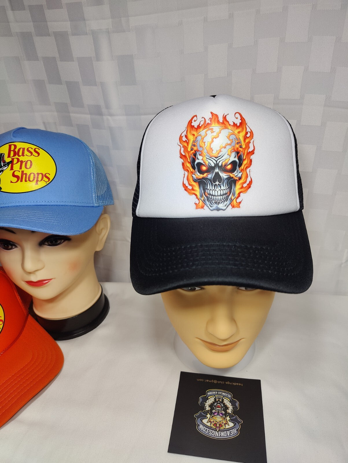 Flaming Skull Hat Adjustable Snapback Trucker Hat Burning Skull Hat Hardcore Hat