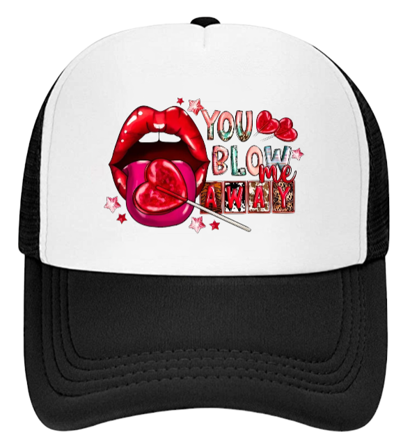 Valentines Hat Adjustable Trucker Hat Snapback Funny Lip Hat Lollipop Candy Gift