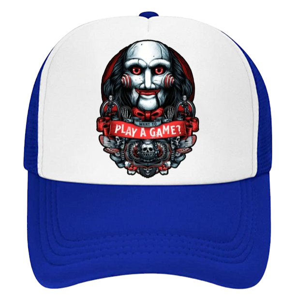 Horror Hat Adjustable Snapback Trucker Hat Movie Let's Play a Game Scary Hat