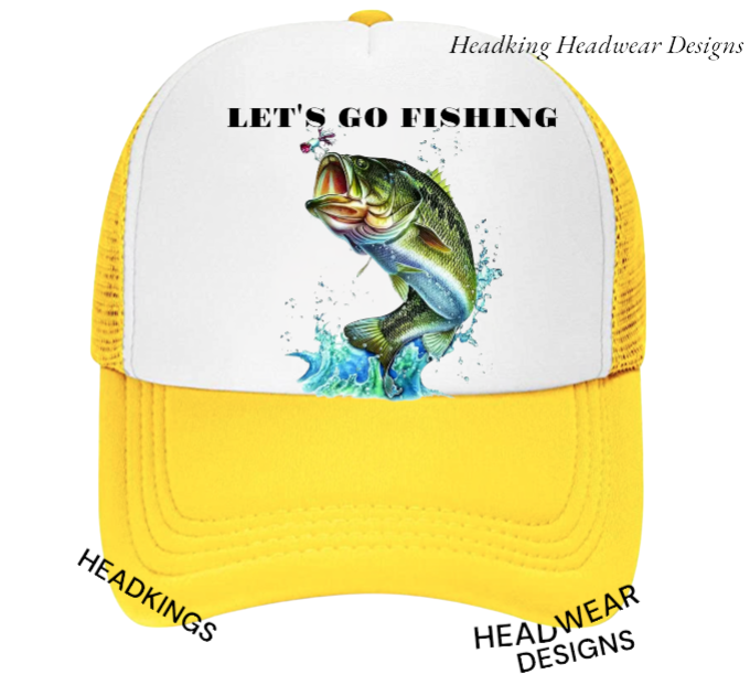 Fishing Hat Adjustable Snapback Trucker Hat Let's Go Fishing Hat Sea Fish Bait