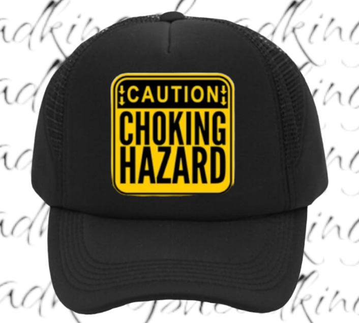Caution Chocking Hazard Hat Adjustable Trucker Hat Playful Safety Funny Hat