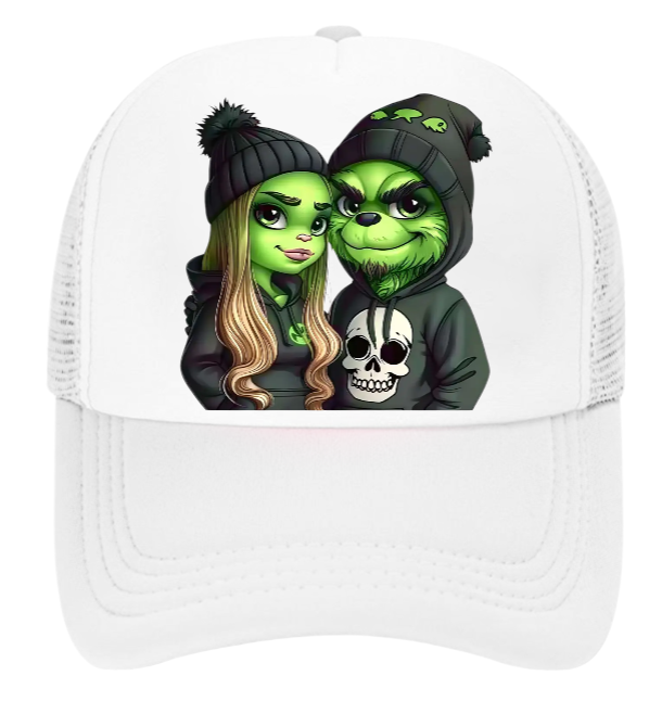 Grinch Hat Adjustable Snapback Trucker Hat Christmas Theme Couple Lovers Hat