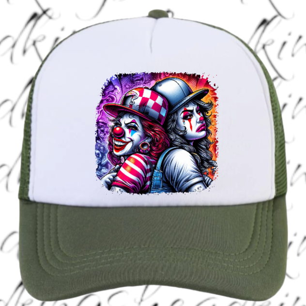 Funny Hat Laugh Now Cry Later Adjustable Snapback Trucker Hat Colorful Clown Hat