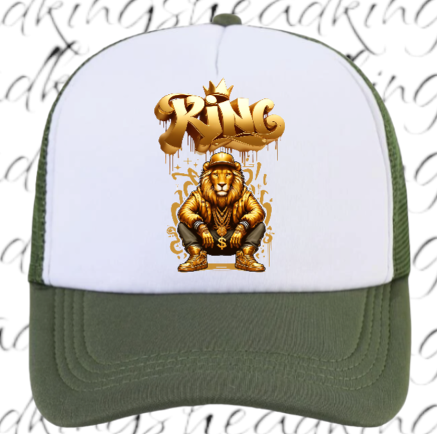 Lion King Adjustable Snapback Trucker Hat Gangster Crown Lion King Dollar Chain