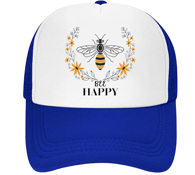 Bee Happy Baseball Hat Trucker Hat Adjustable Snapback BEE Hat