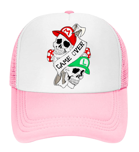 Super Mario Hat Game Over Skull Hat Baseball Hat Trucker Hat Mario Luigi Skull