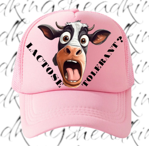 Lactose Tolerant Hat Adjustable Snapback Trucker Hat Surprised Cow Funny Hat