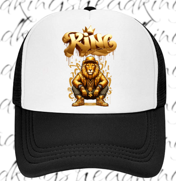 Lion King Adjustable Snapback Trucker Hat Gangster Crown Lion King Dollar Chain