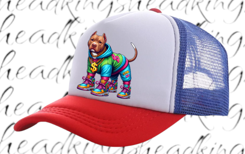 Dog Hat Adjustable Snapback Trucker Hat Gangster Dog Sneakers Dog Bulldog