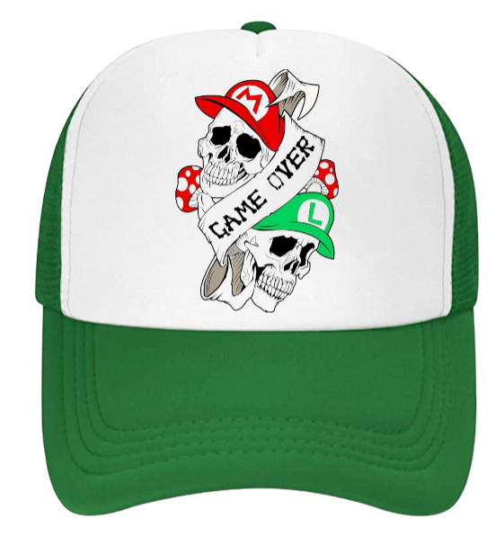 Super Mario Hat Game Over Skull Hat Baseball Hat Trucker Hat Mario Luigi Skull