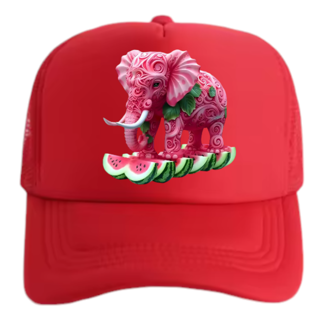 Watermelon Elephant Adjustable Snapback Trucker Hat Summer Hat Watermelons Hat