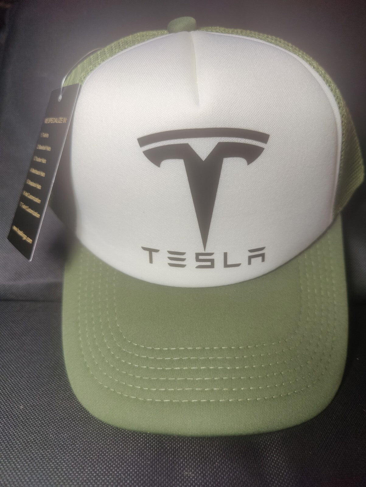 Tesla Hat Adjustable Snapback Trucker Hat Outdoors Hat Car Lover Gift Navy Green