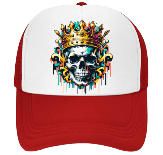 King Hat Adjustable Snapback Trucker Hat Skull Wearing Crown Hat Kingdom Hat