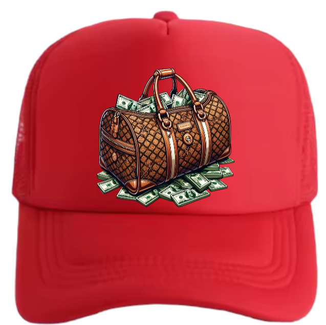 Dollars Hat Adjustable Snapback Trucker Hat Hustle Grind Riches Money Bags Hat