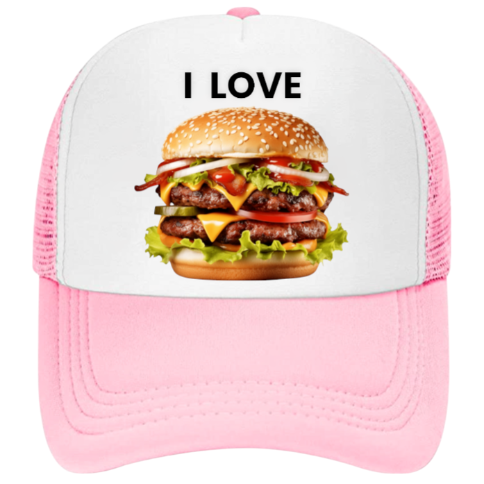 I love Burgers Hat Adjustable Snapback Trucker Hat Burgers Hat Coca-Cola Burger