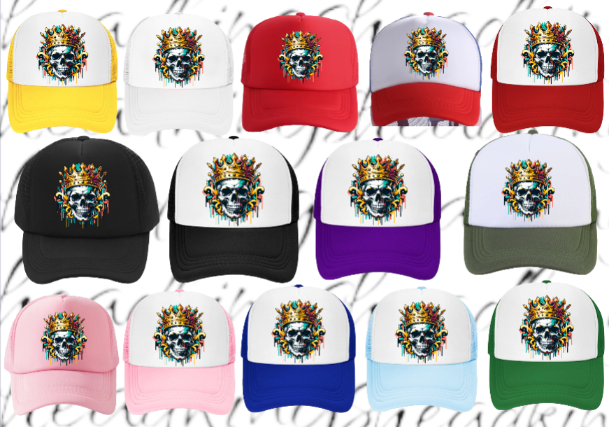 King Hat Adjustable Snapback Trucker Hat Skull Wearing Crown Hat Kingdom Hat