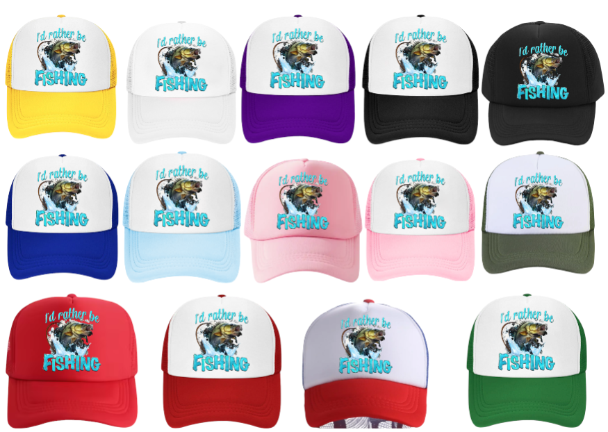 I'd Rather Be Fishing Hat Adjustable Snapback Trucker Hat Funny Fishing Hat
