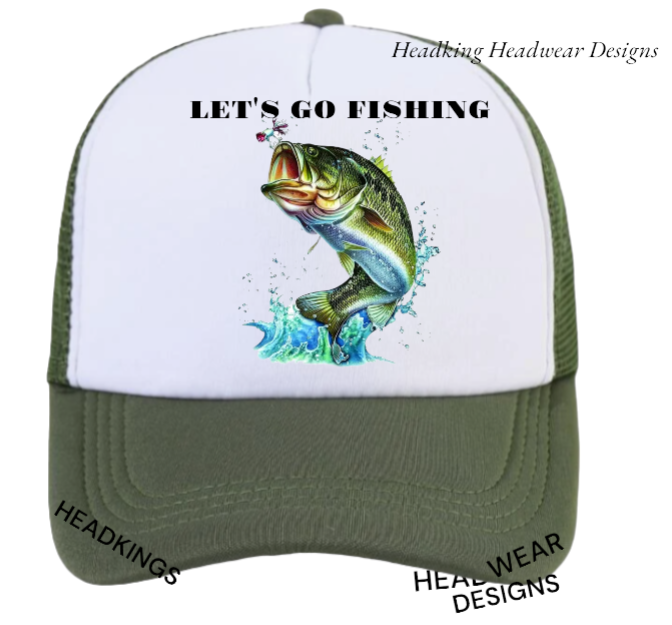 Fishing Hat Adjustable Snapback Trucker Hat Let's Go Fishing Hat Sea Fish Bait