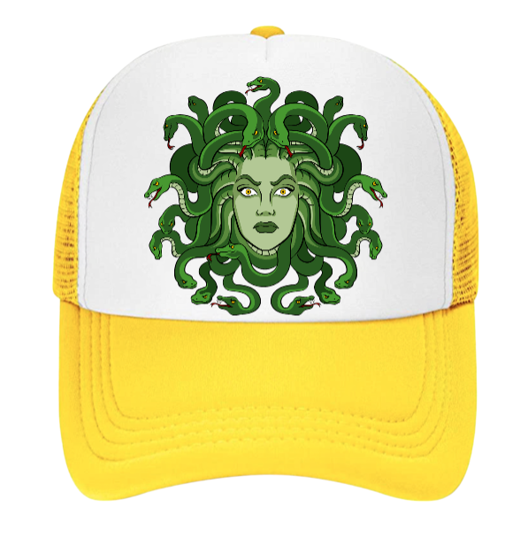 Medusa Hat Beauty Goddess Mythological Creature Trucker Hat 20 Snakes Halloween