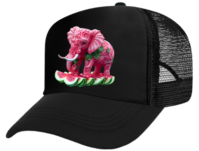 Watermelon Elephant Adjustable Snapback Trucker Hat Summer Hat Watermelons Hat