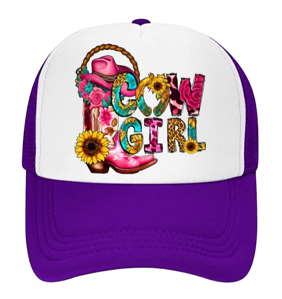 Cow Girl Baseball Hat Animal Love Trucker Hat Adjustable Snapback Courtly Girl