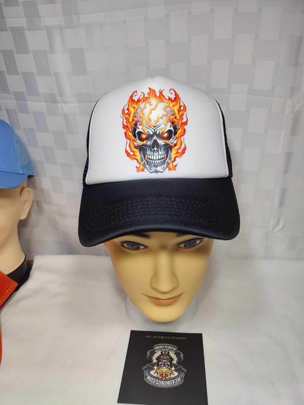 Flaming Skull Hat Adjustable Snapback Trucker Hat Burning Skull Hat Hardcore Hat