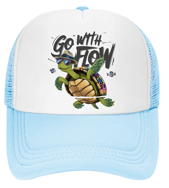 Turtle Hat Adjustable Snapback Trucker Hat Go With The Flow Sea World Gift Hat