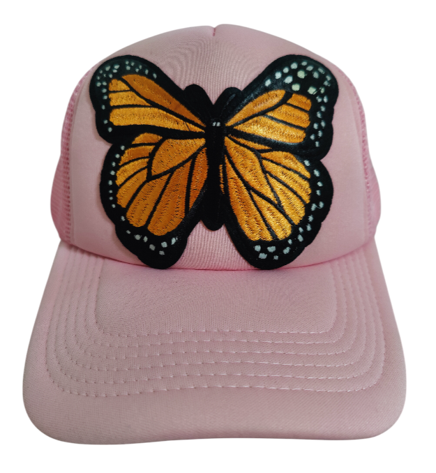 Monarch Butterfly Hat Adjustable Trucker Hat Large Embroider Colorful Butterfly