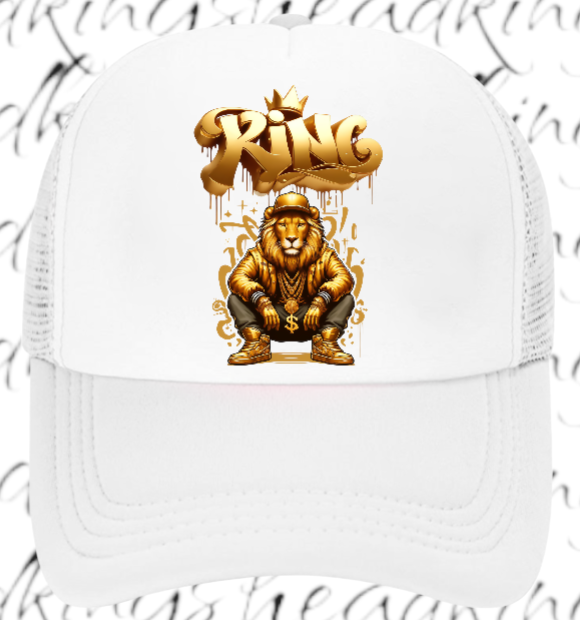 Lion King Adjustable Snapback Trucker Hat Gangster Crown Lion King Dollar Chain