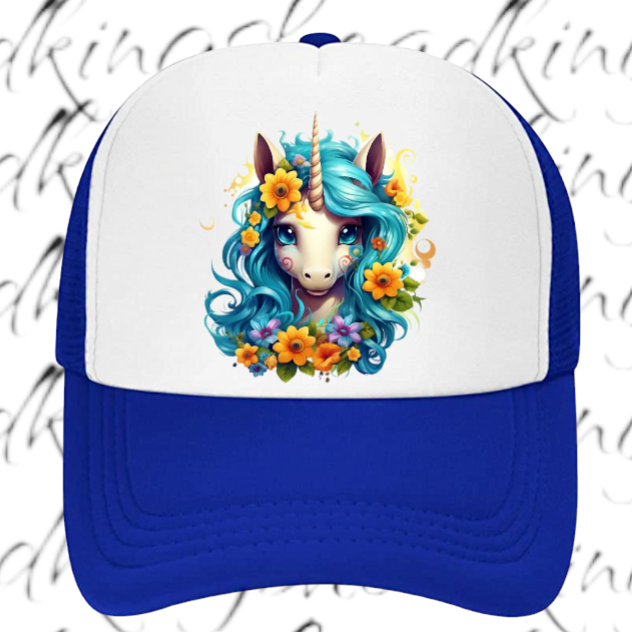 Anime Unicorn Hat Adjustable Snapback Trucker Hat Cute Baby Unicorn Floral Hat