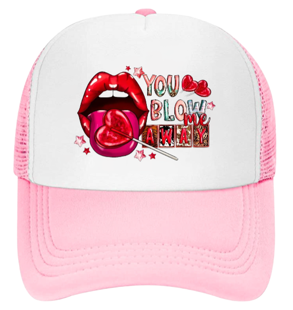 Valentines Hat Adjustable Trucker Hat Snapback Funny Lip Hat Lollipop Candy Gift