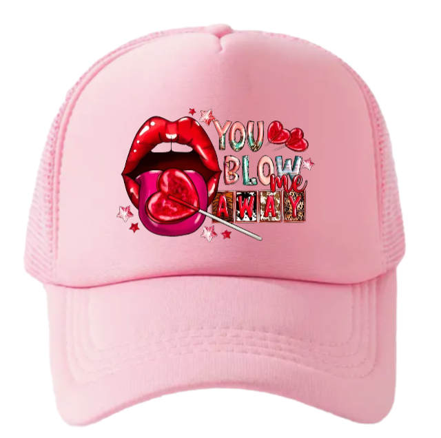Valentines Hat Adjustable Trucker Hat Snapback Funny Lip Hat Lollipop Candy Gift