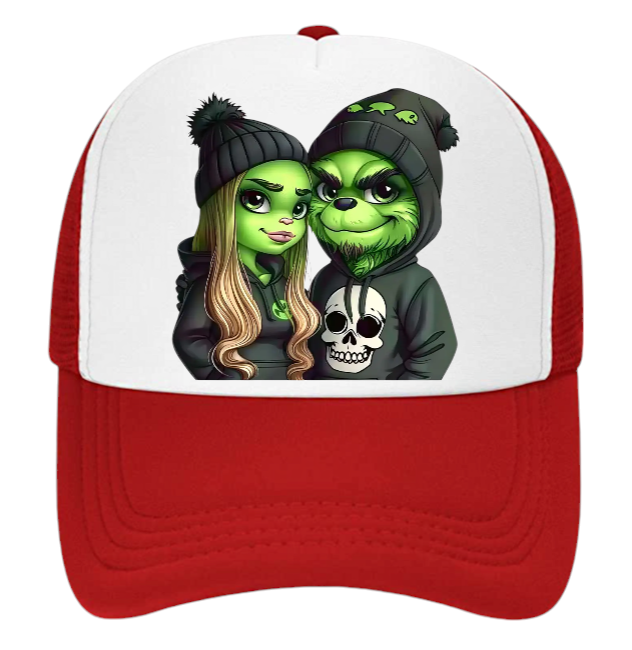 Grinch Hat Adjustable Snapback Trucker Hat Christmas Theme Couple Lovers Hat
